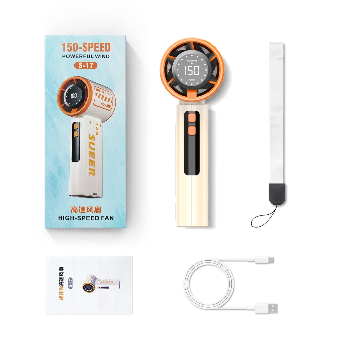 WEDEESUN Handheld Portable Fan - 4000Mah Rechargeable Battery-Powered, 6-Speed Multi-Speed, LED Digital Display, Backup Power Function, Electric Mini Travel Must Haves, Summer Essentials Mini Gifts, Fan Portable