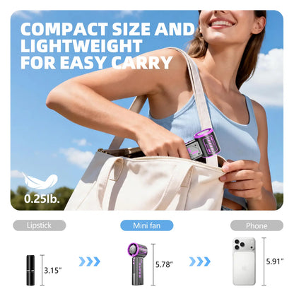 WEDEESUN Handheld Portable Fan - 4000Mah Rechargeable Battery-Powered, 6-Speed Multi-Speed, LED Digital Display, Backup Power Function, Electric Mini Travel Must Haves, Summer Essentials Mini Gifts, Fan Portable