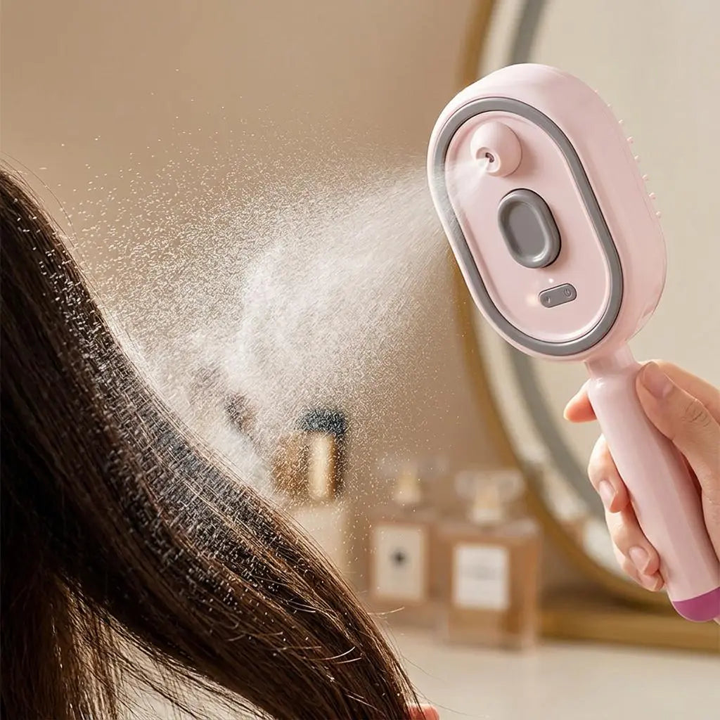 【Fathersdaygift】Multi-Function Hair Mist Spray Comb - Portable Detangling Brush with Fine Mist Nozzle, Refillable with Water, Leave-In Conditioner or Essential Oil, Suitable for All Hair Types