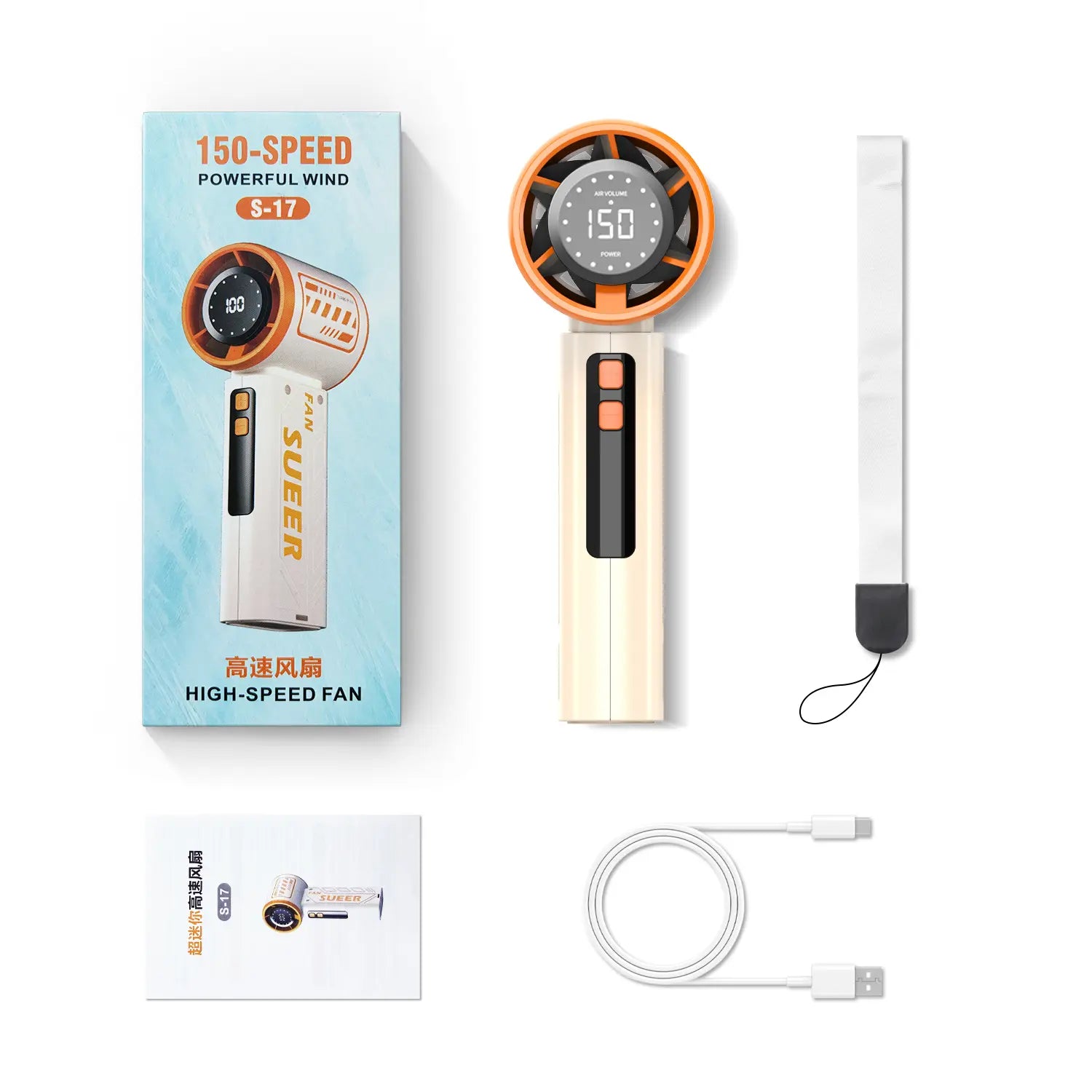 WEDEESUN Handheld Portable Fan - 4000Mah Rechargeable Battery-Powered, 6-Speed Multi-Speed, LED Digital Display, Backup Power Function, Electric Mini Travel Must Haves, Summer Essentials Mini Gifts, Fan Portable