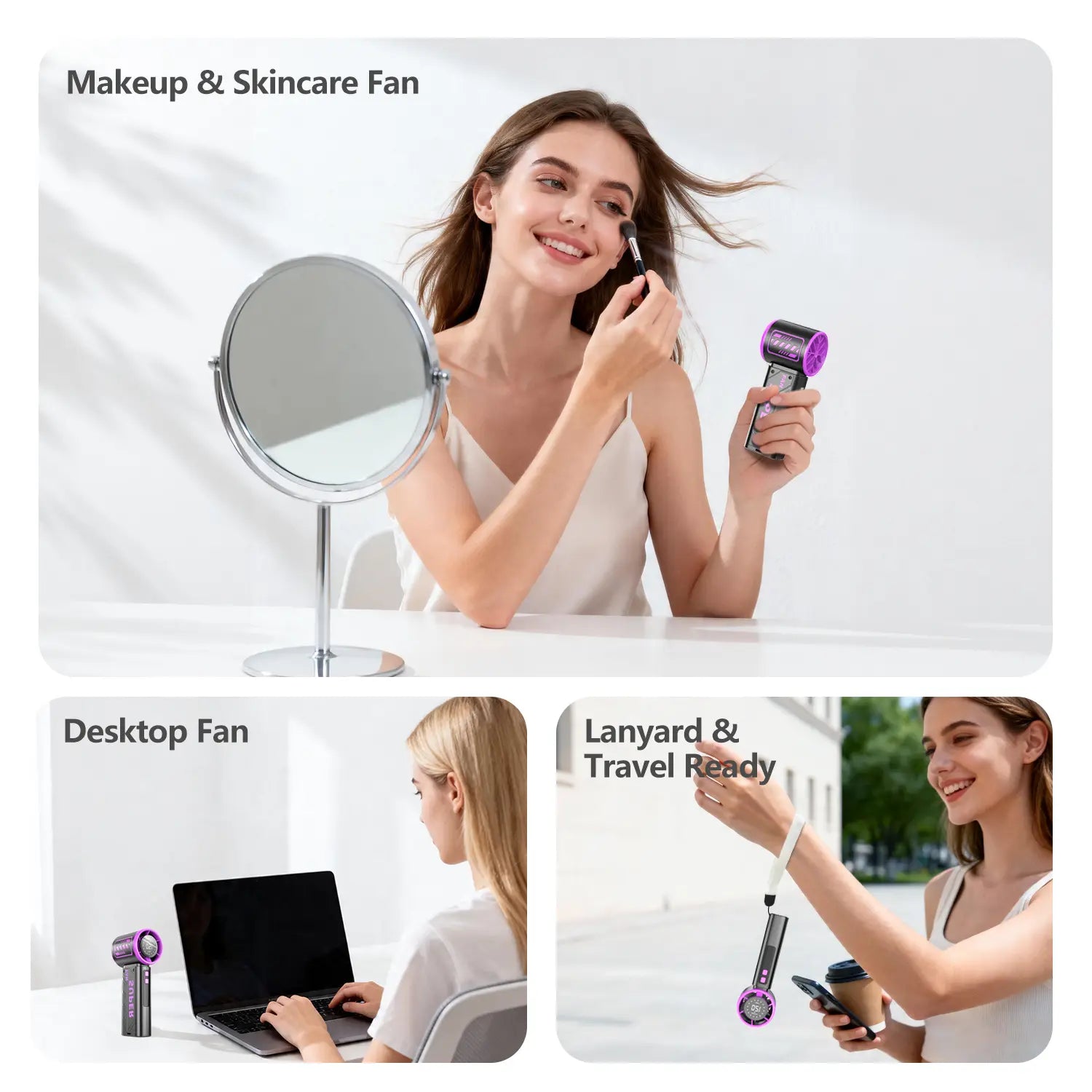 WEDEESUN Handheld Portable Fan - 4000Mah Rechargeable Battery-Powered, 6-Speed Multi-Speed, LED Digital Display, Backup Power Function, Electric Mini Travel Must Haves, Summer Essentials Mini Gifts, Fan Portable